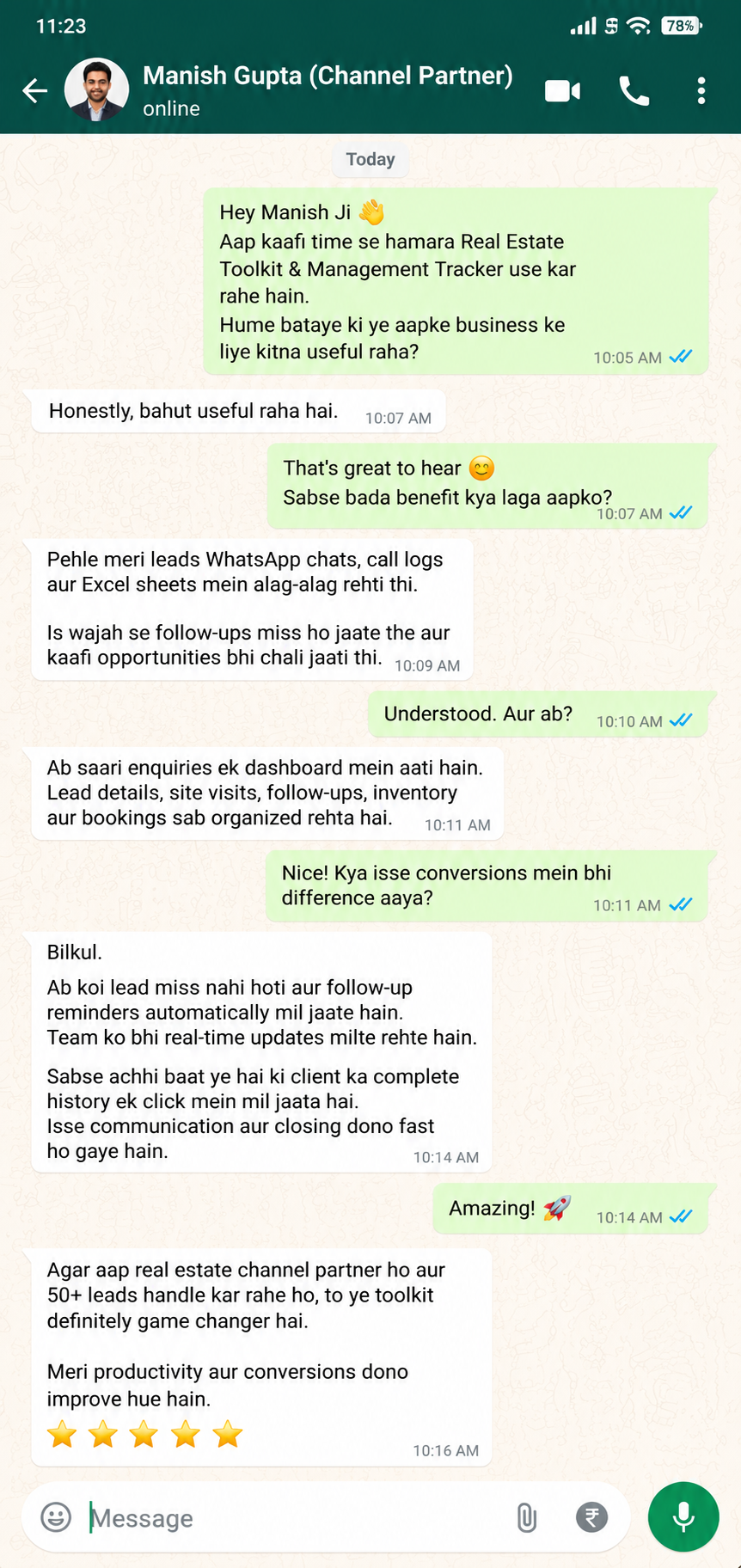 WhatsApp chat testimonial 2
