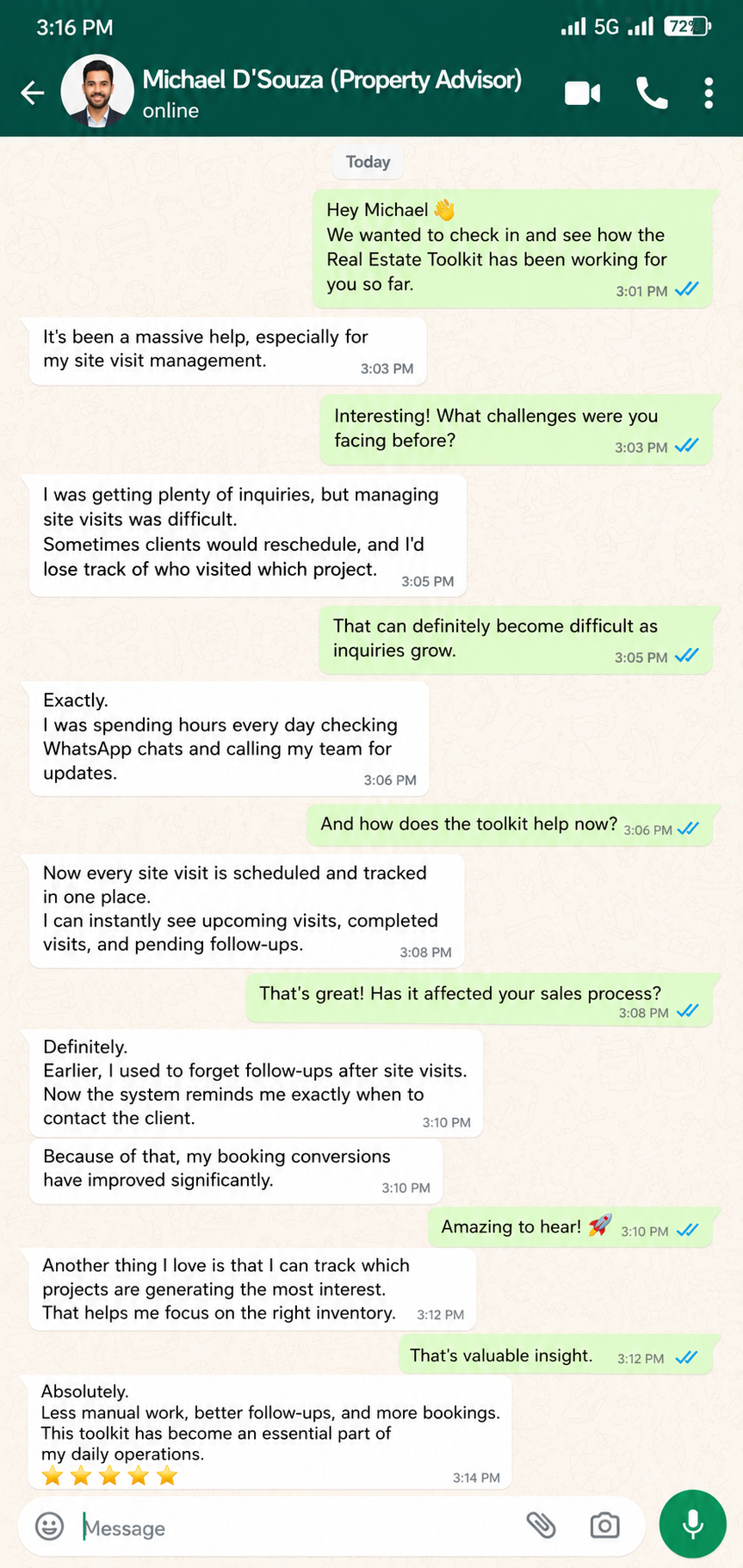 WhatsApp chat testimonial 4